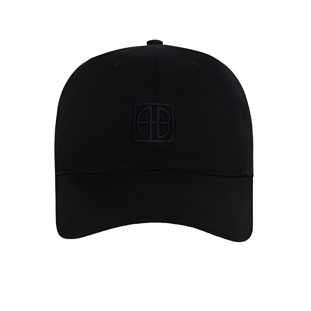 Anine Bing Jeremy Baseball Cap – klassisk sort baseball cap med diskret monogram og justerbar pasform.