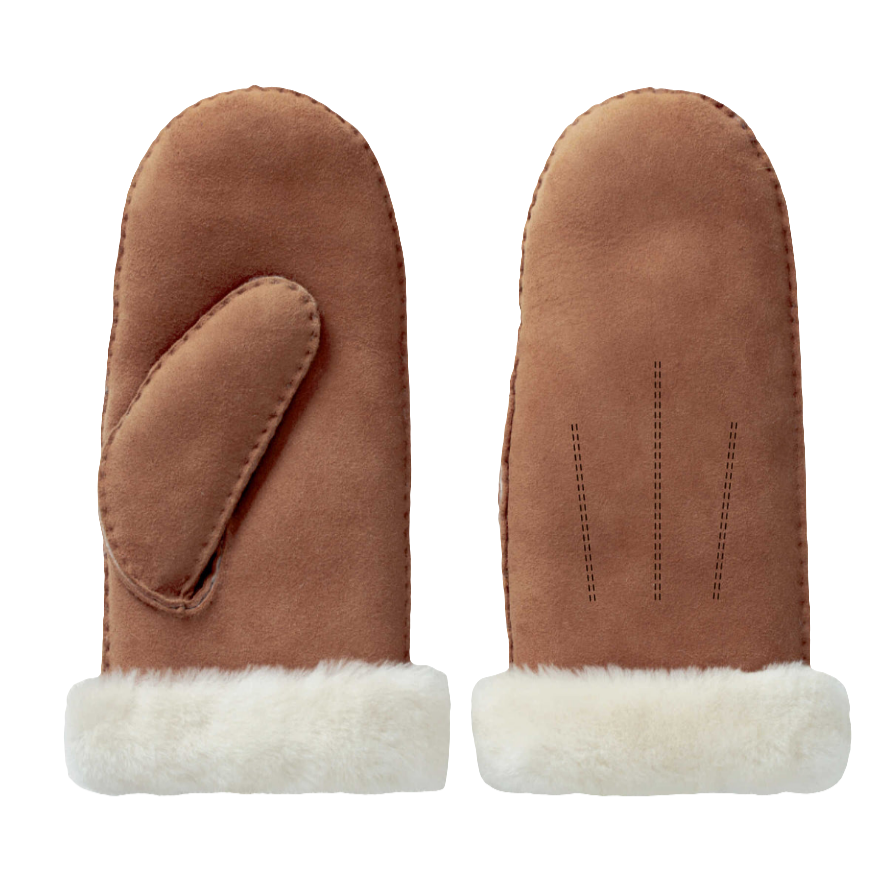 Rosemunde RHSydney Shearling Mittens – Varme og Stilfulde Luffer i Almond