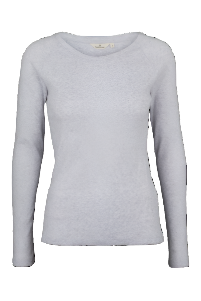 Basic Apparel Arense LS Tee i 100 % økologisk bomuld med hulmønster, slim fit, raglan-ærmer og rund hals. Bæredygtig og elegant bluse. 