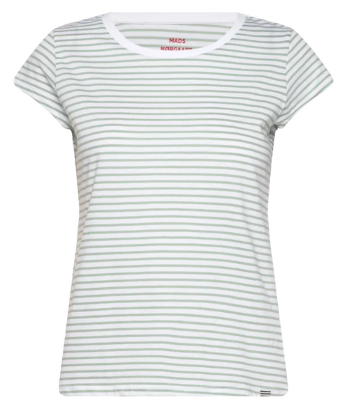 Mads Nørgaard | T-Shirt | Organic Jersey Stripe Teasy, brilliant white/jade