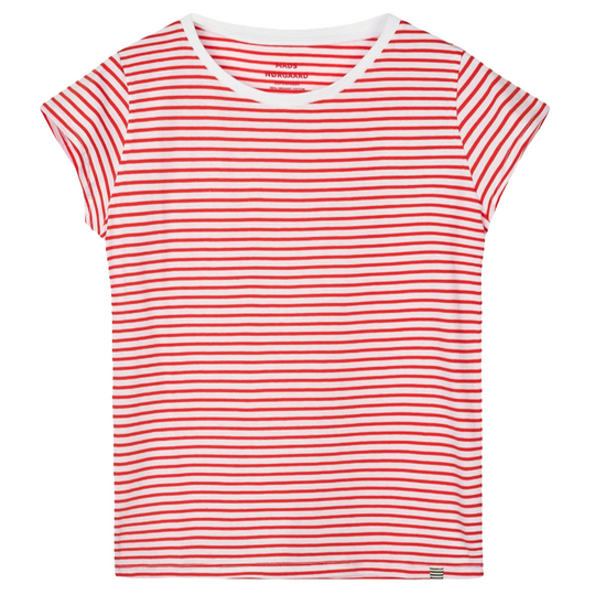 Mads Nørgaard | T-Shirt | Organic Jersey Stripe Teasy Tee FAV, fiery red/brilliant white