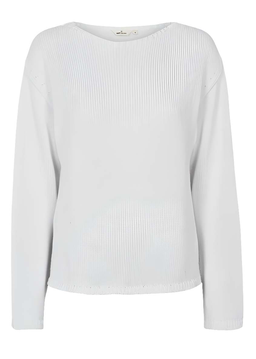 Basic Apparel Cia Boat Neck Bluse – Hvid Strik i Økologisk Bomuld