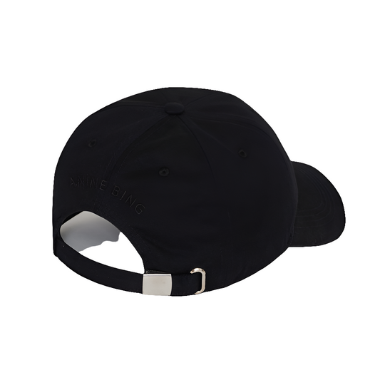 Anine Bing Jeremy Baseball Cap – klassisk sort baseball cap med diskret monogram og justerbar pasform.