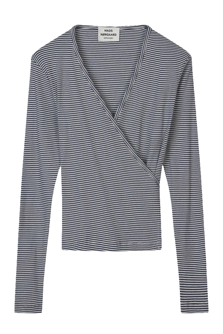 Mads Nørgaard | Bluse | 2x2 Cotton Stripe Susi Top, parisian night/vanilla ice