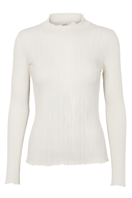 Basic Apparel Scala H. Neck Bluse i Birch - Blød Bluse i Økologisk Bomuld med Høj Krave