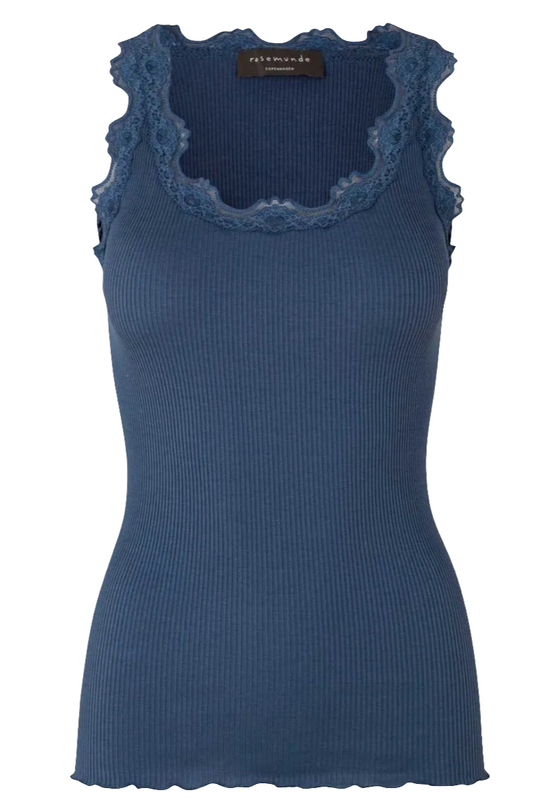 Rosemunde | Silketop | RWBabette SL U-neck Long Lace Top, 5205 insignia blue