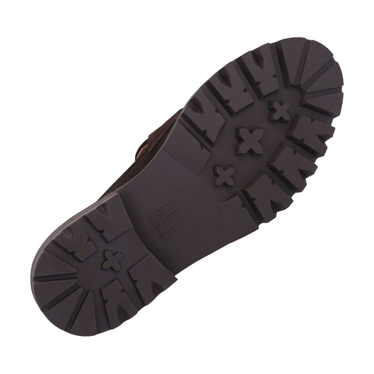 Billi Bi A9305 brun ruskindsloafer med kraftig sål, udskæring foran og blød, fleksibel opbygning for høj komfort. Håndlavet design.