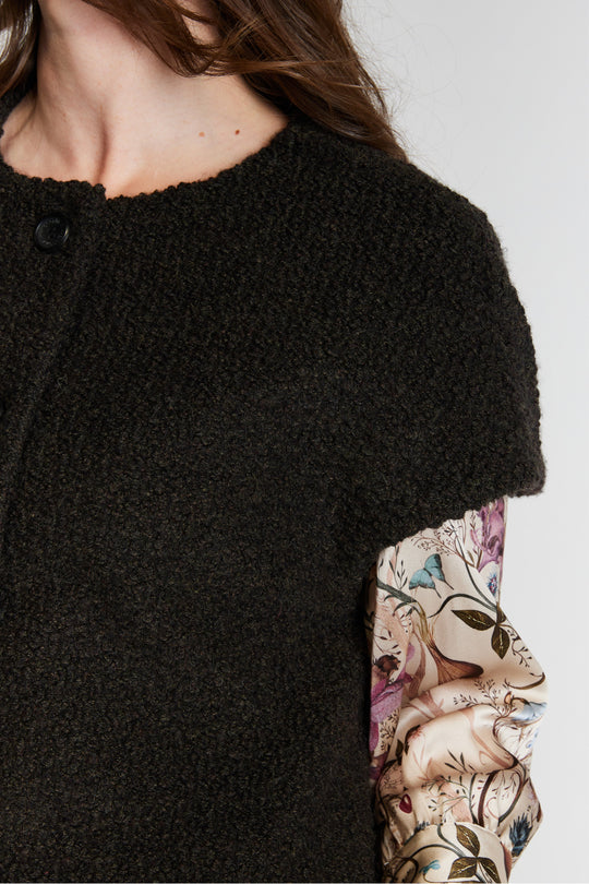 PBO Konia strikket vest i dark brown