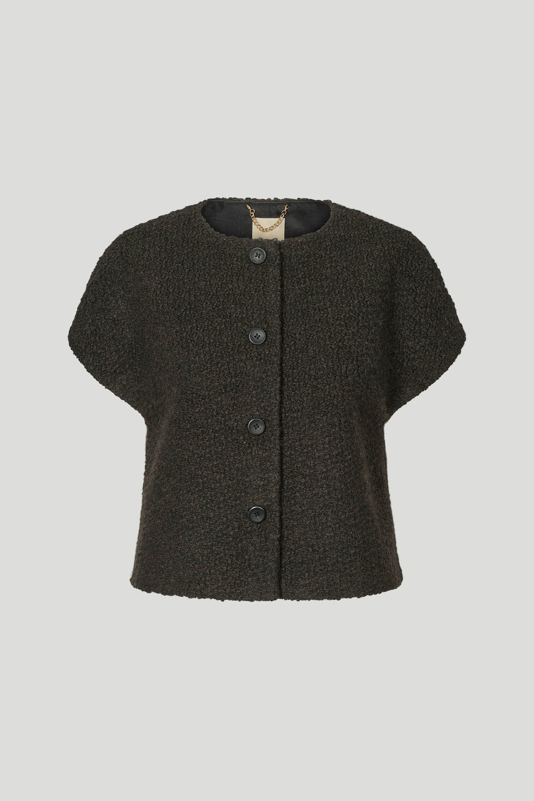 PBO Konia strikket vest i dark brown