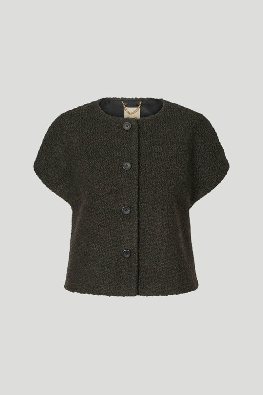 PBO Konia strikket vest i dark brown