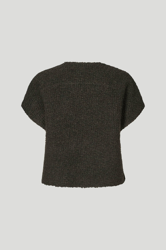 PBO Konia strikket vest i dark brown