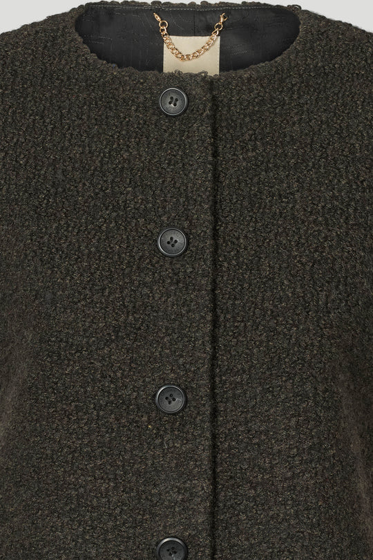 PBO Konia strikket vest i dark brown