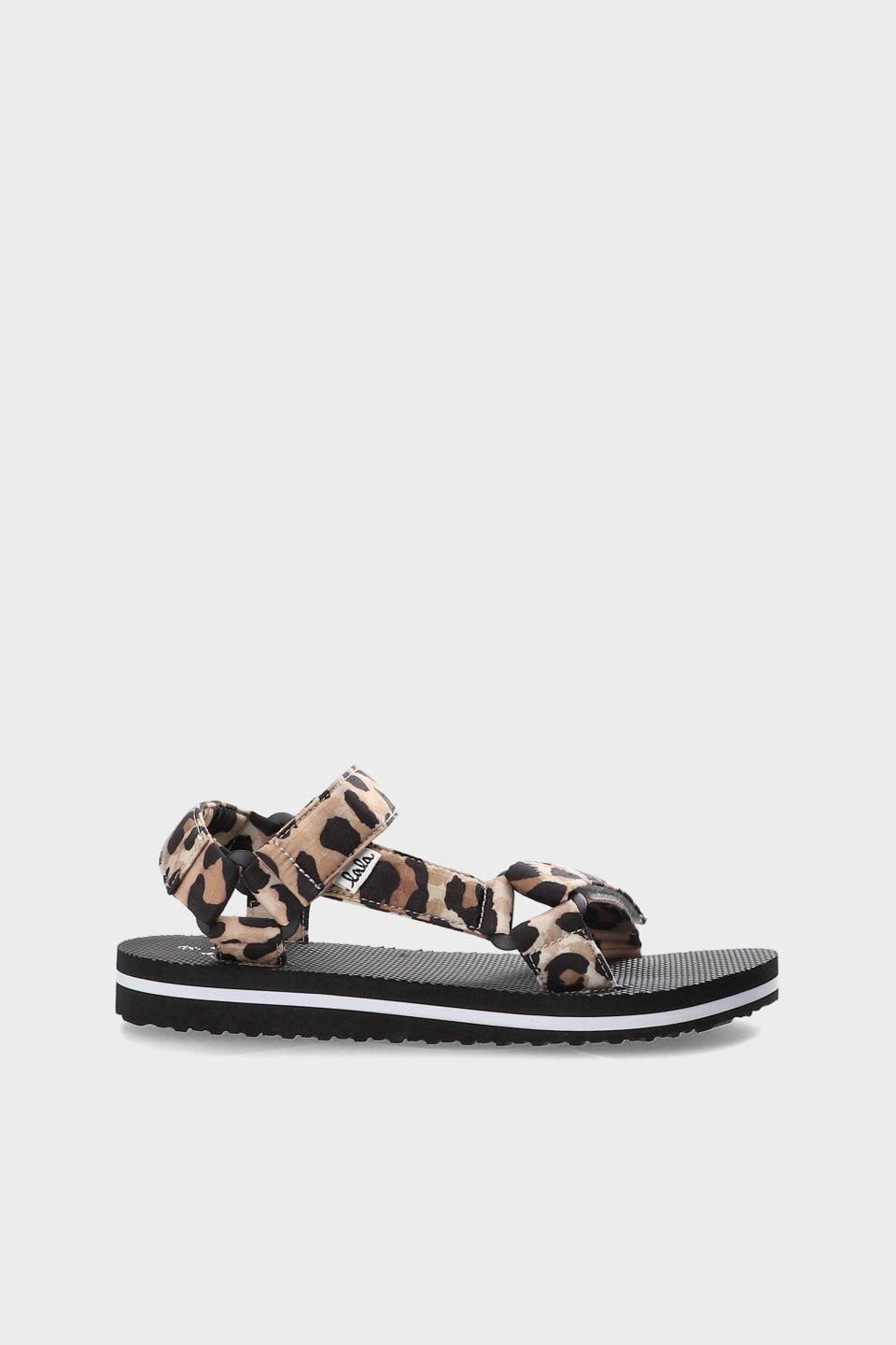 Lala Berlin Sona Printed Ripstop Sandaler – letvægtssandaler med leopardprint, justerbare remme og flad PU-sål. 