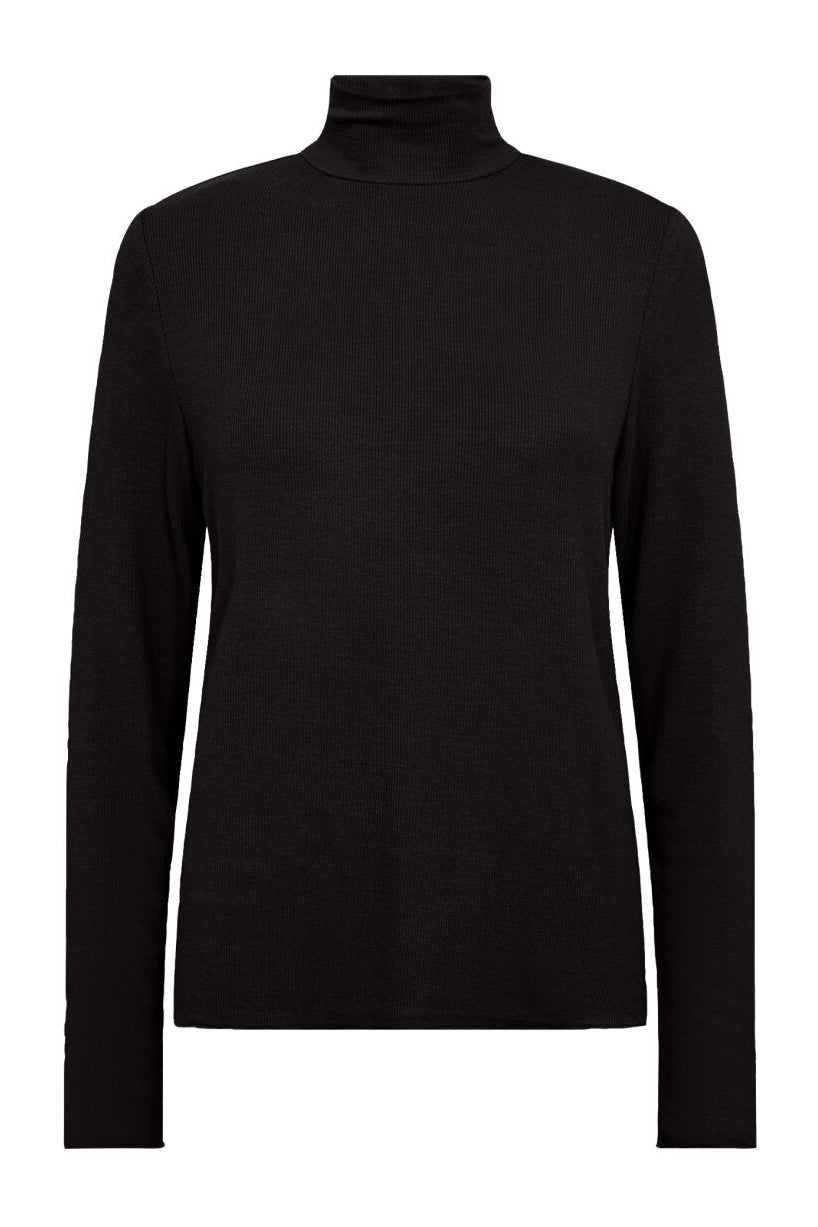 Levete Room LR-Ika 19 bluse – langærmet basisbluse med høj hals i blød, strækbar kvalitet. Essentiel og behagelig.