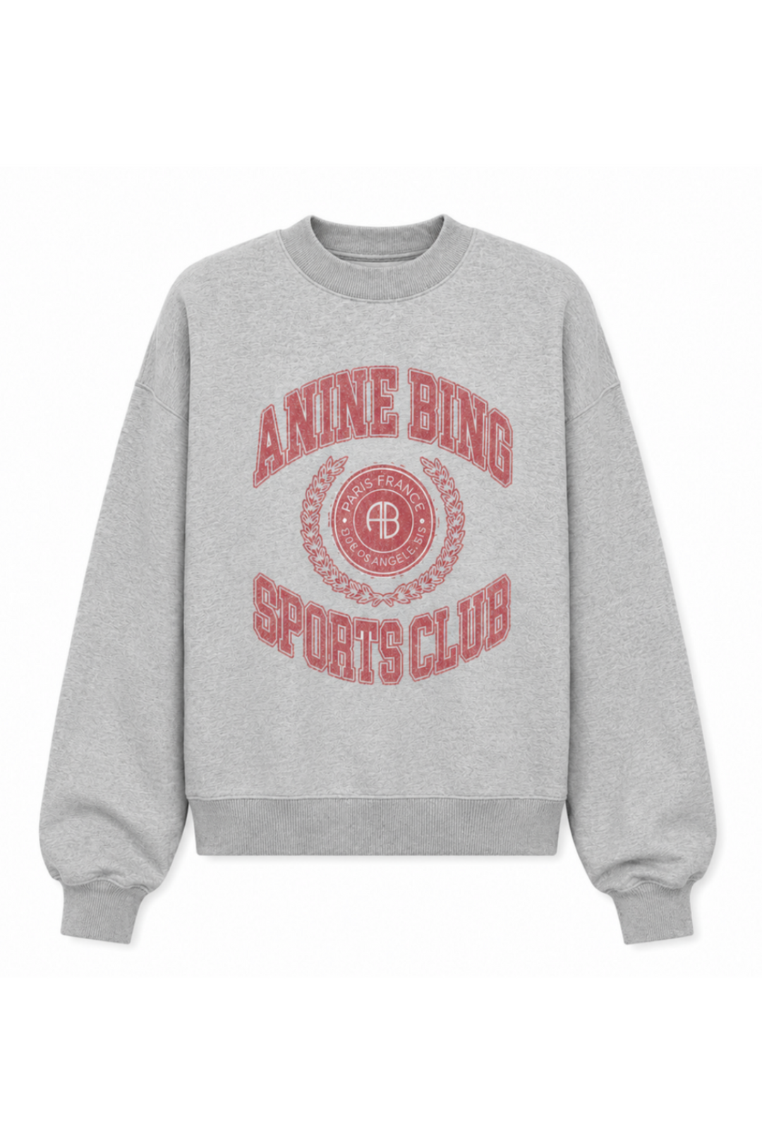Anine Bing Miles Collegiate Sweatshirt i grey med rødt collegiate-print.