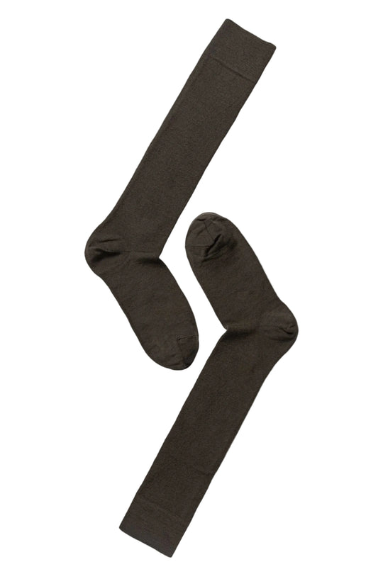 Note Flat Knit knæstrømper i mørkebrun uld