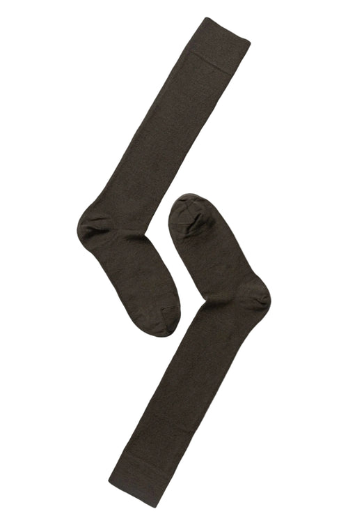 Note by Syversen | Knæstrømper | Flat knit wool knee-high, dark brown