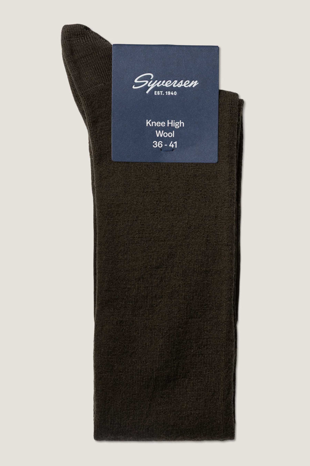 Note Flat Knit knæstrømper i mørkebrun uld