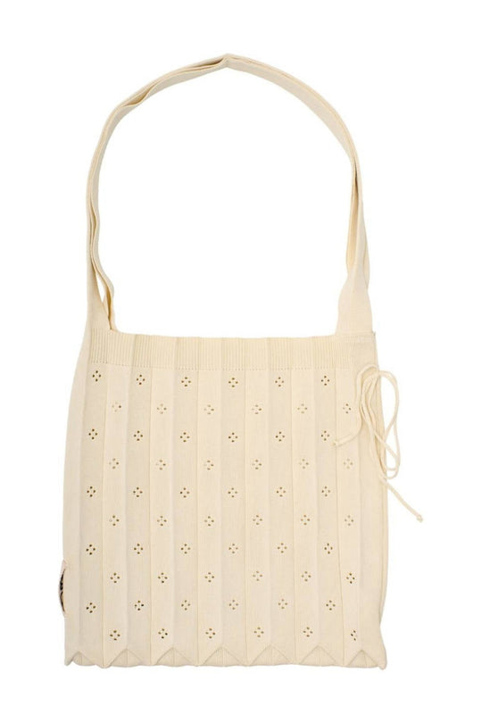 Pico Fleur Bag shopper i ivory med strikket struktur.