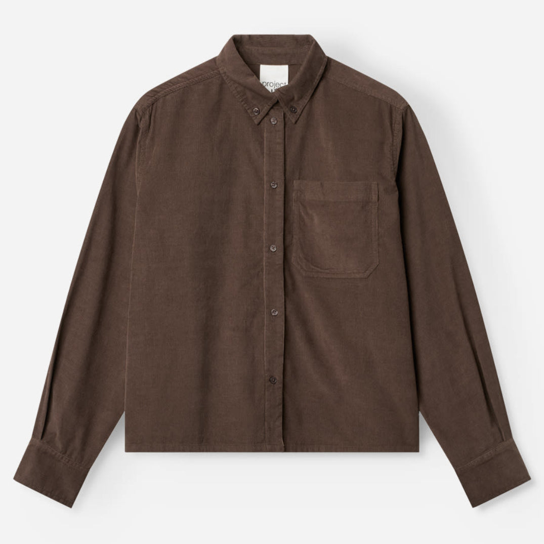 Project AJ117 Sable fløjlsskjorte – produktbillede forfra