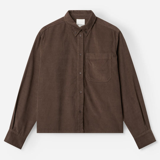 Project AJ117 Sable fløjlsskjorte – produktbillede forfra