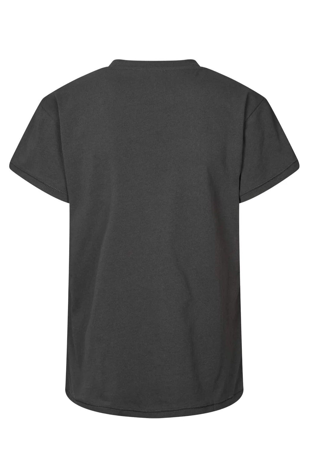 Rabens Saloner Ambla T-shirt i faded black med håndtegnet Eclipsed-print. 100 % økologisk bomuld og vintage-inspireret design.