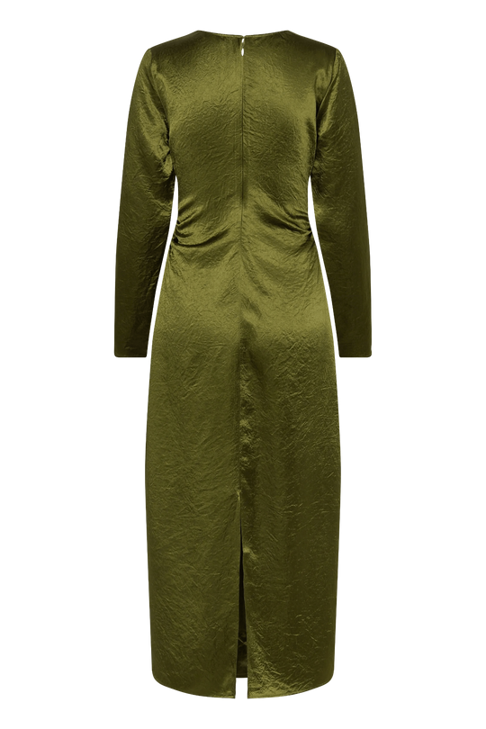 Selected Femme Selene Slim LS Ankle Dress EX i avocado – ankellang kjole med lange ærmer, slank pasform og elegant, minimalistisk design.
