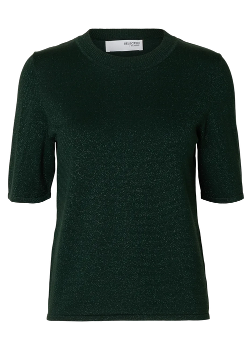 Selected Femme | Striktrøje | Lura Lurex 2/4 Knit O-Neck, scarab