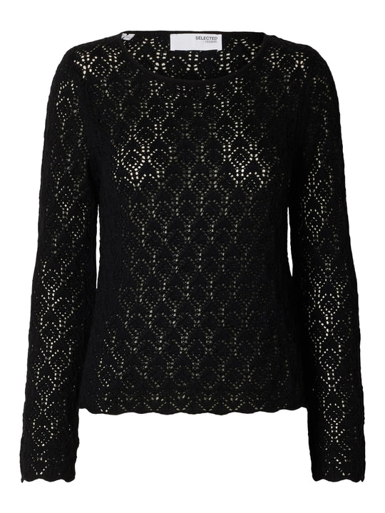 Selected Femme | Sweater | Niva LS Knit O-Neck, black