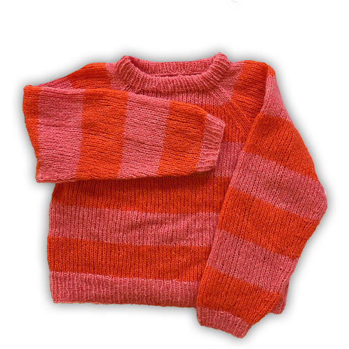 Coffee Beanies | Striktrøje | Alpaca Sweater, striped red