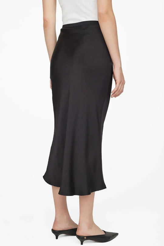 nederdel | Bar Silk Skirt skinnende 100% silke, black