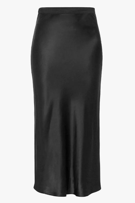 nederdel | Bar Silk Skirt skinnende 100% silke, black