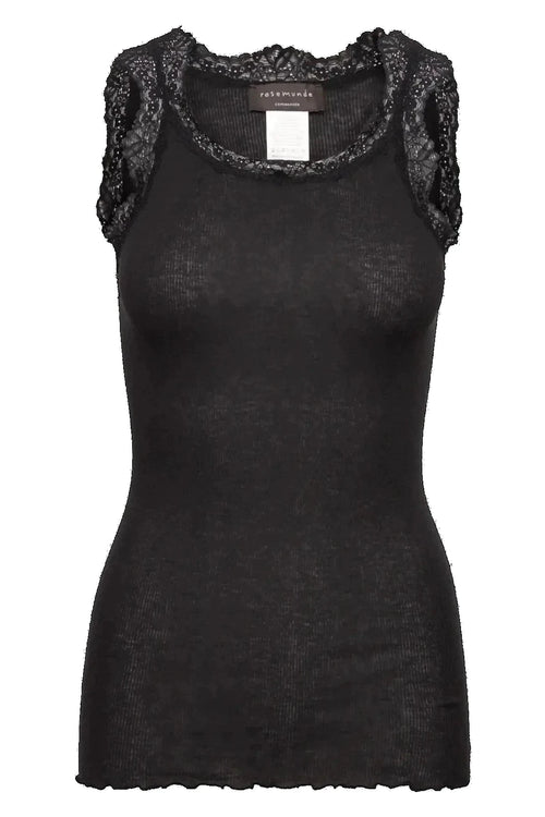 Rosemunde | Uldtop | Ikonisk top med blonder i uld, 4856 black